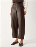 Faux Leather Barrel Leg Trousers