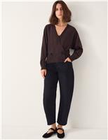 Embellished V-Neck Mock Wrap Cardigan