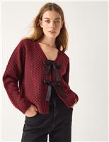 Textured Tie Front Cardigan