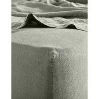Bedfolk Pure Linen Washed Deep Fitted Sheet Khaki