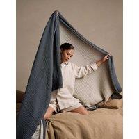Bedfolk Pure Cotton Reversible Extra Large Throw Blue Mix