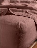 Bedfolk Pure Linen Washed Fitted Sheet Soft Pink