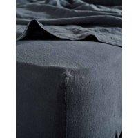 Bedfolk Pure Linen Washed Fitted Sheet Navy