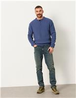 FatFace Ribbed Crew Neck Jumper Blue Denim