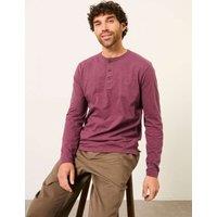 FatFace Pure Cotton Henley Long Sleeve T-Shirt Purple