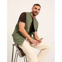 FatFace Pure Cotton Quilted Gilet Khaki