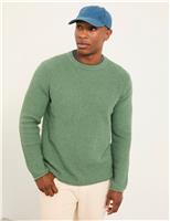 Pure Cotton Textured Crew Neck Jumper