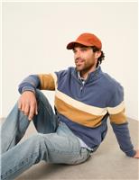 Pure Cotton Colour Block Half Zip Sweatshirt