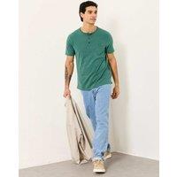 FatFace Pure Cotton Henley T-Shirt Green