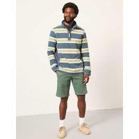 FatFace Pure Cotton Striped Half Zip Sweatshirt Blue Mix