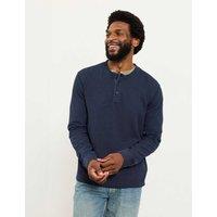 FatFace Pure Cotton Textured Henley T-Shirt Navy