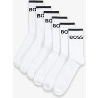 Boss 6 Pack Stripe Cotton Rich Ankle Socks White