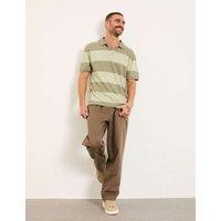FatFace Pure Cotton Striped Polo Shirt Green Mix