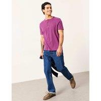 FatFace Pure Cotton Henley T-Shirt Plum