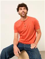 FatFace Pure Cotton Henley T-Shirt Blue Denim