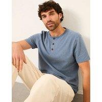 FatFace Pure Cotton Henley T-Shirt Blue Denim