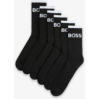 Boss 6 Pack Stripe Cotton Rich Ankle Socks Black