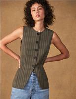 Pinstripe Collarless Waistcoat