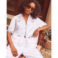RO&ZO Pure Cotton Broderie Tie Front T-Shirt White Mix