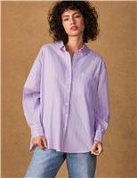 Cotton Rich Striped Side Button Shirt