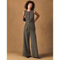 RO&ZO Pinstripe Tailored Wide Leg Trousers Green Mix