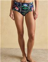 Joules Floral High Waisted Bikini Bottoms Navy Mix