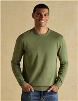 Joules Pure Cotton Textured Crew Neck Jumper Khaki