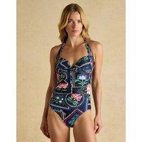 Joules Tummy Control Floral Halterneck Swimsuit Navy Mix