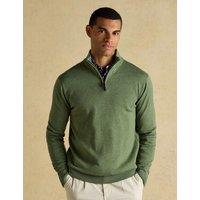 Joules Pure Cotton Half Zip Jumper Khaki