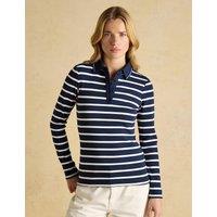 Joules Cotton Rich Ribbed Striped Polo Top Navy Mix