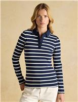 Cotton Rich Ribbed Striped Polo Top