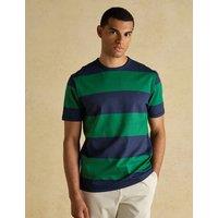 Joules Pure Cotton Striped Crew Neck T-Shirt Green Mix