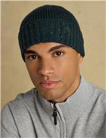 Joules Knitted Beanie Hat with Wool Brown