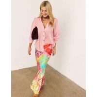 Never Fully Dressed Lyocell Rich Collared Blouson Sleeve Shirt Pink