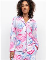 Cotton Modal Heart Print Revere Pyjama Top