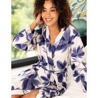 Watchshop Cotton Modal Floral Dressing Gown Navy Mix
