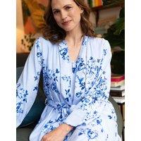 Watchshop Cotton Modal Floral Print Dressing Gown Blue Mix