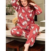Cyberjammies Cotton Modal Cat Print Pyjama Bottoms Red Mix
