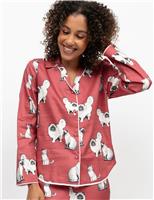 Cotton Modal Cat Print Revere Pyjama Top