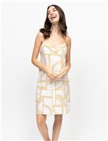 Cyberjammies Fable and Eve Cotton Modal Geometric Strappy Nightdress Cream Mix