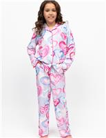 Cyberjammies Valentines Cotton Blend Heart Print Pyjamas (2-13 Yrs) Pink