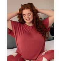 Cyberjammies Modal Rich Jersey Cuffed Hem Pyjama Top Red