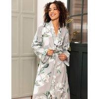 Cyberjammies Cotton Modal Floral Print Dressing Gown Grey Mix
