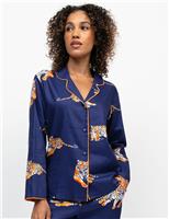 Cotton Rich Tiger Print Pyjama Top