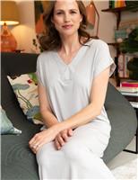 Cyberjammies Modal Rich V-Neck Long Nightdress Grey