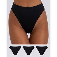 Boux Avenue 3 Pack Seamless High Leg Brazilian Knickers Black
