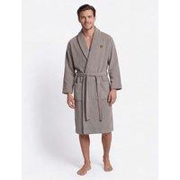 Lyle & Scott Cotton Blend Towelling Dressing Gown Taupe