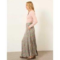 FatFace Ditsy Floral Midi A-Line Skirt Green Mix