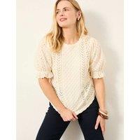 FatFace Pure Cotton Textured Knitted Top Ivory