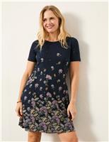 Jersey Leaf Print Mini T-Shirt Dress